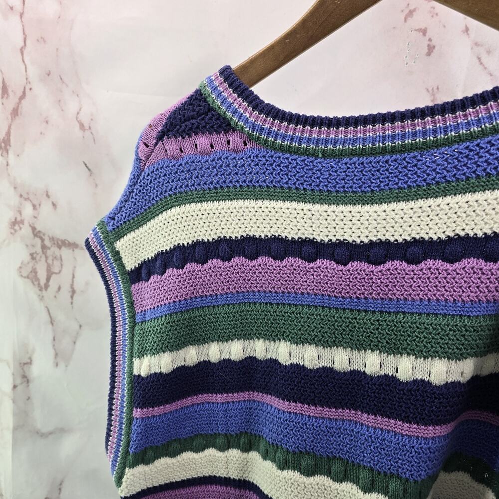 Marine Layer Sweater Womens Large Purple Blue White Striped Cotton Rory - Picture 6 of 10